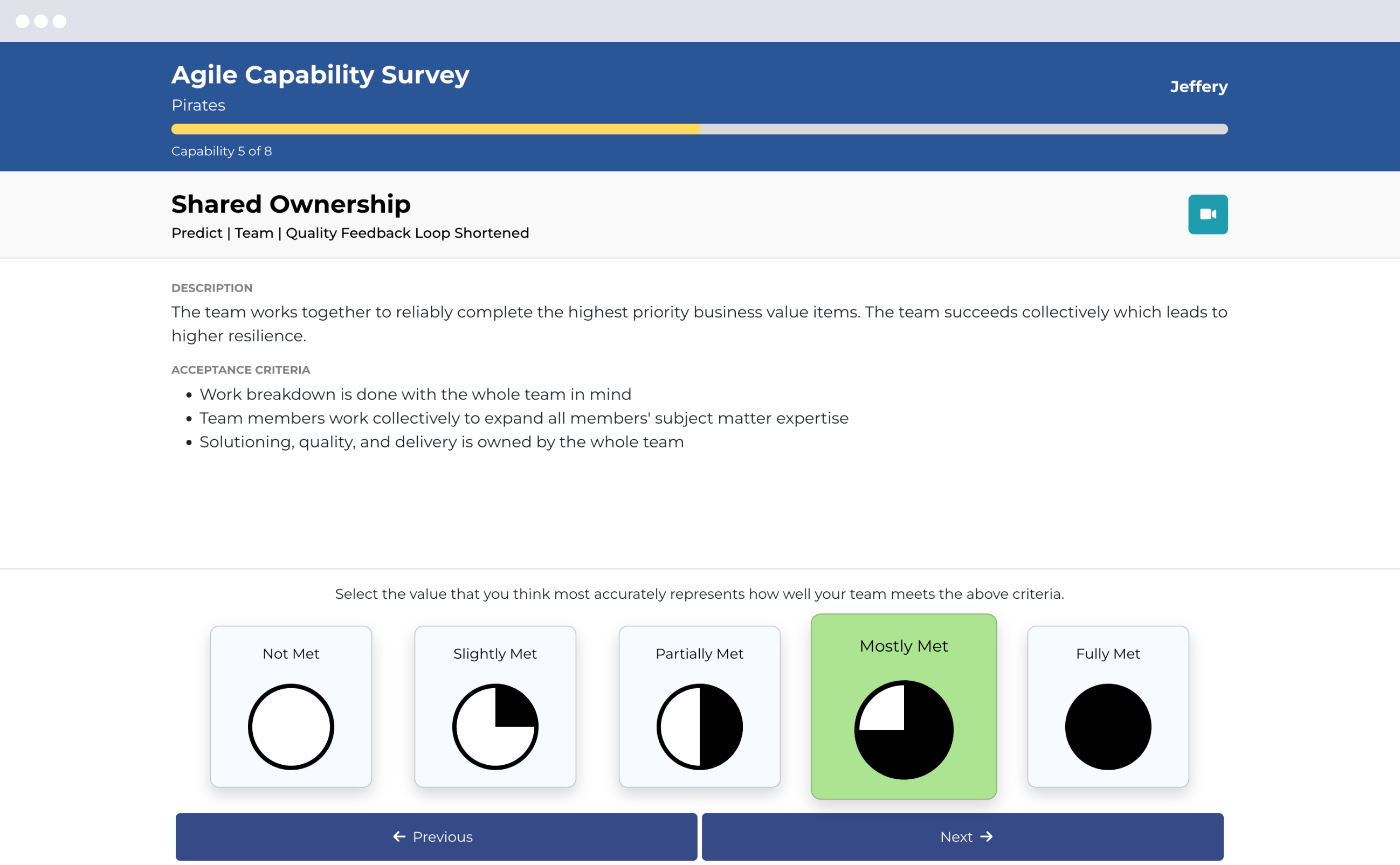 Survey participant interface